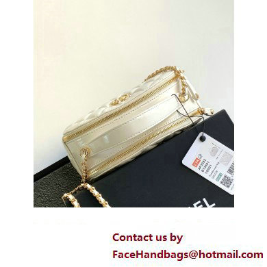 Chanel Calfskin  &  Gold-Tone Metal Chain Bowling Bag AP3586 White 2024